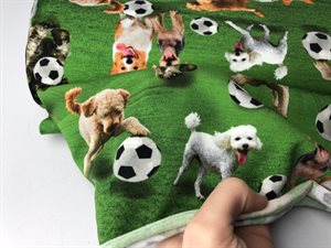 Bomuldsjersey - søde hunde der spiller fodbold